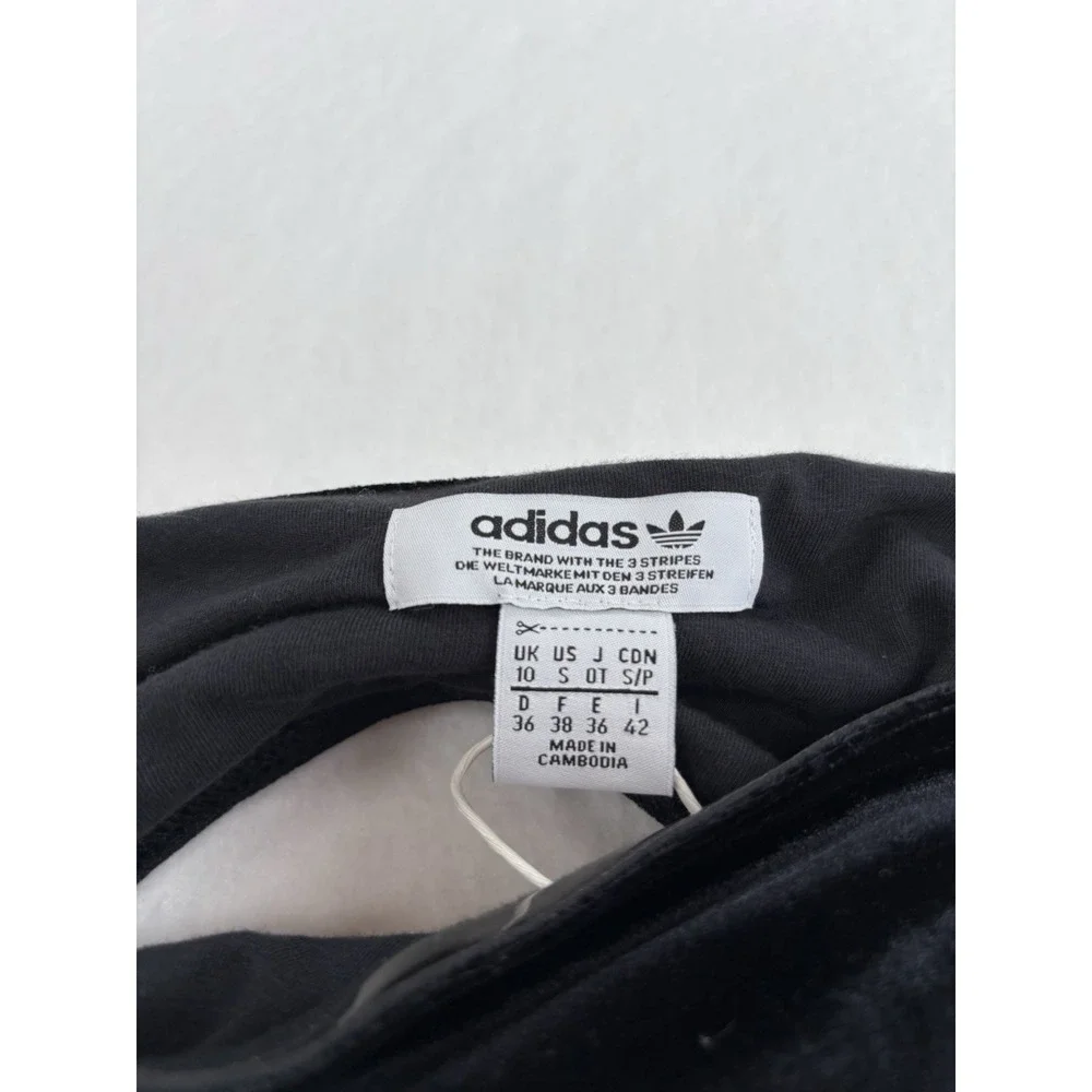 adidas BRA Women's Bandeau Strapless Bra Black/White Velour Size S